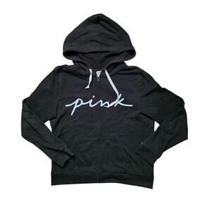 Victoria’s Secret PINK Everyday Fleece Zip-Up Hoodie Black Women’s L